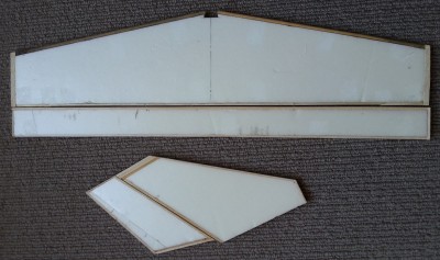 The tailplane &amp; fin are both made of 5mm foam sheet with balsa edging. The Tailplane LE is 5mm bamboo.