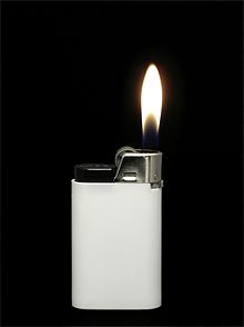 White_lighter_with_flame.JPG