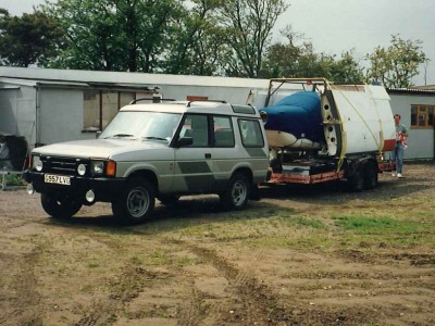 G-BAPY loaded on a trailer to go back to the factory in Dijon