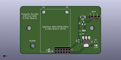 Daughter board to use a Spektrum DX6i/5e/4e 2.4GHz module