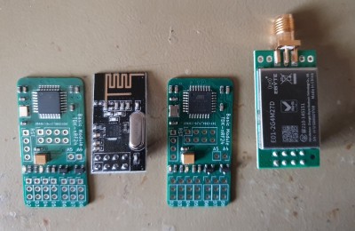 The boards with a few options of nRF24 modules