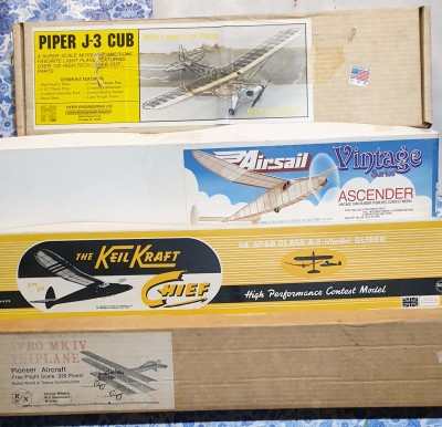 An eclectic mix!?<br />The Avro Mk IV is one I've never seen since, so I'm very glad I grabbed it when I saw it &gt;25 years ago :-)  I had a KK Chief in 1969-70. Don't recall where I got the Herr Eng kit for the J-3, but it was a while back - a beautifully manufactured kit.