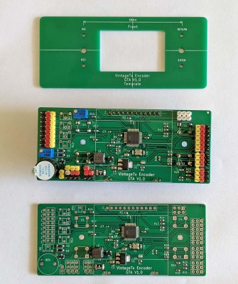 Viewed from the back with an assembled board and one with all the smd components already assembled